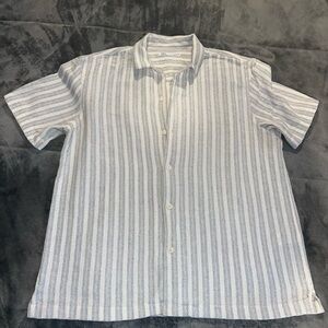 ZARA Men's Striped Short Sleeve Camp Shirt- Button Down - Size XL